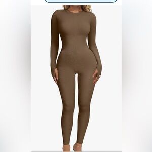 NEW OQQ Women‘s Yoga Jumpsuits Ribbed Long Sleeve Crew Neck Sports Jumpsuits
